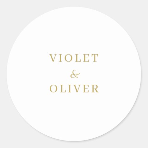 Modern Minimalist  White Gold Wedding Classic Round Sticker