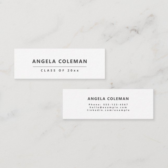 Modern Minimalist White Graduation Name Card (Front/Back)