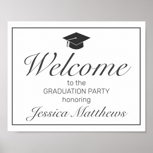 Modern Minimalist White Graduation Welcome Party Poster (Front)