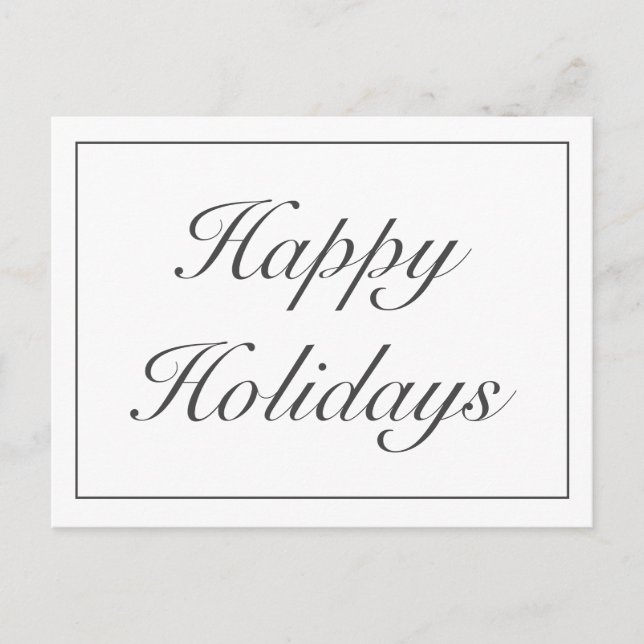 Modern Minimalist White Happy Holidays Greeting Announcement Postcard (Front)