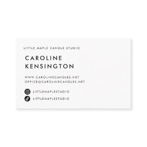 Modern Minimalist White Instagram TikTok Contact Business Card