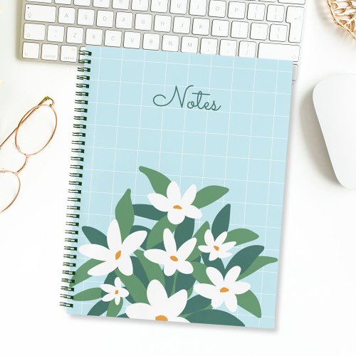 Modern Minimalist White Jasmine Floral Todo List Notebook