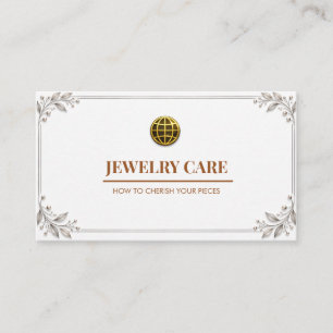 Modern Minimalist White Jewelry Care Card