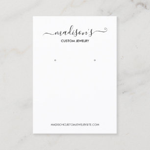Modern Minimalist White Jewelry Earring Display Business Card