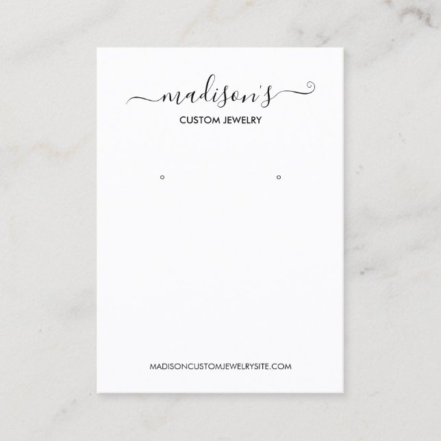 Modern Minimalist White Jewelry Earring Display Business Card (Front)