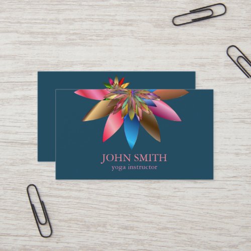 Modern Minimalist White Lotus Yoga Instructor Business Card