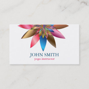 Modern Minimalist White Lotus Yoga Instructor Business Card