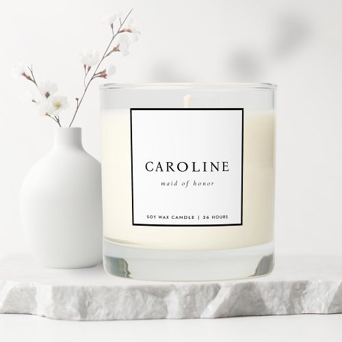 Modern Minimalist White Maid Of Honor Name Scented Candle