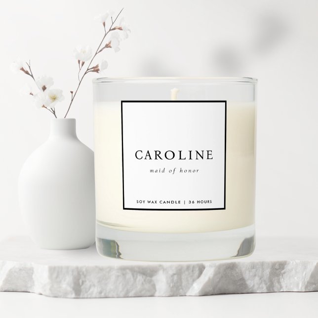 Modern Minimalist White Maid Of Honor Name Scented Candle (Creator Uploaded)