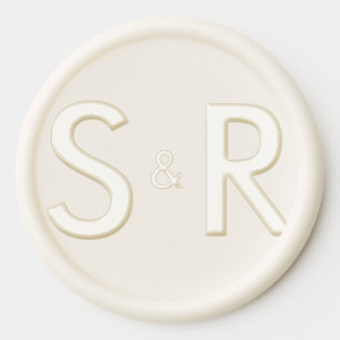 Modern Minimalist White Monogram Wedding Wax Seal Sticker