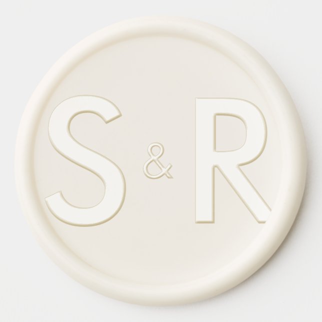 Modern Minimalist White Monogram Wedding Wax Seal Sticker (Front)
