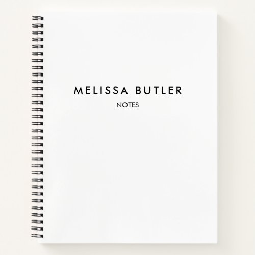 Modern Minimalist White Notebook