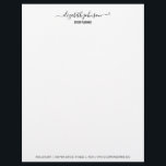 Modern Minimalist White Office Letterhead<br><div class="desc">Personalize the custom text above. You can find additional coordinating items in our "Simple And Modern Minimalist Office" collection. **PLEASE NOTE-Please replace the script name only and leave the tiny symbols on each side on the front. These symbols create the swashes on the names. If you accidentally erase them, just...</div>