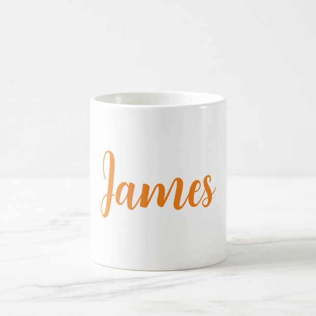 Modern Minimalist White Orange Add Your Name Coffee Mug (Center)