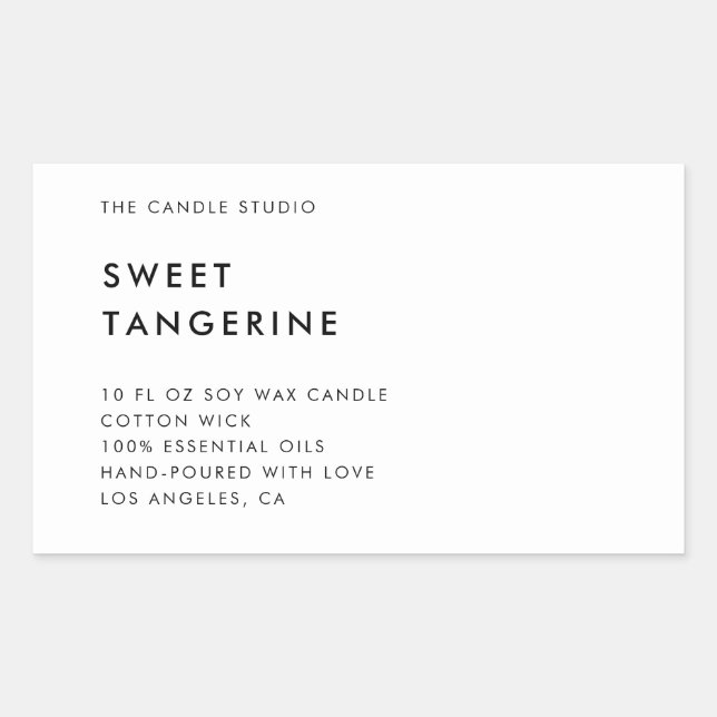 Modern Minimalist White Packaging Candle Cosmetics Rectangular Sticker (Front)