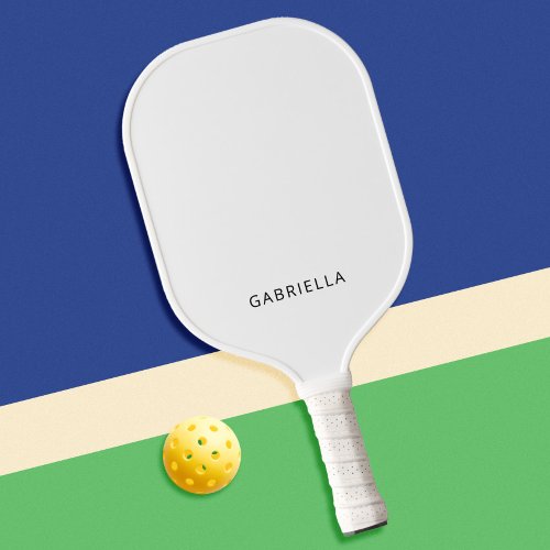 Modern Minimalist White Personalized Name Pickleball Paddle