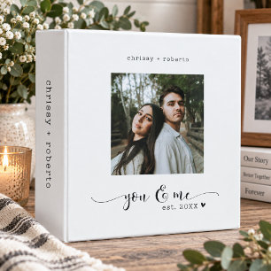 Modern Minimalist White Photo Script Established 3 Ring Binder