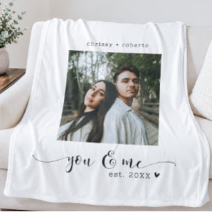 Modern Minimalist White Photo Script Fleece Blanket