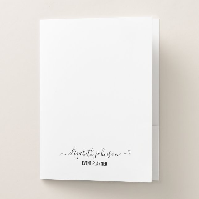 Modern Minimalist White Pocket Folder  (Front)
