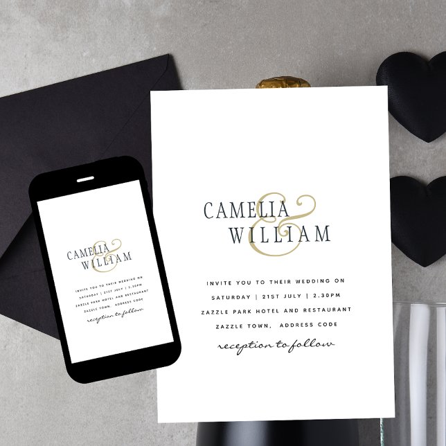 Modern Minimalist White Print or Digital Wedding Invitation (Creator Uploaded)