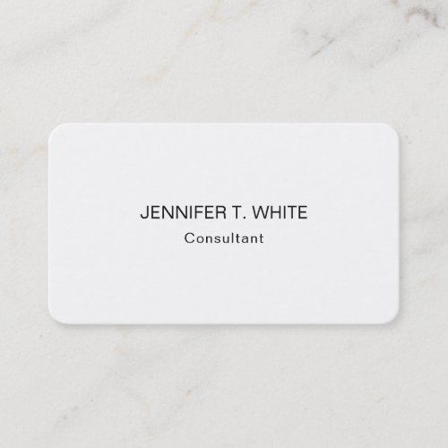 Modern Minimalist White Professional Elegant Business Card