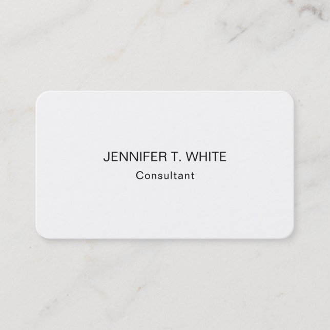 Modern Minimalist White Professional Elegant Business Card (Front)