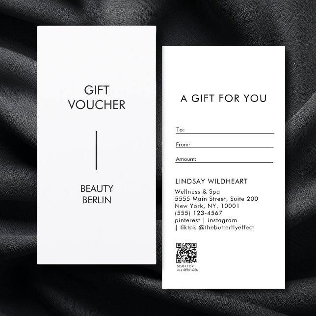 Modern Minimalist White QR Code Gift Certificate (Modern Minimalist White QR Code Gift Certificate)