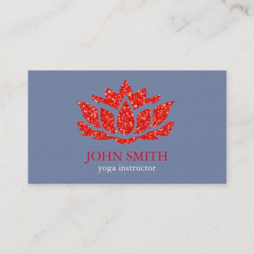 Modern Minimalist White Red Lotus Yoga Instructor Business Card