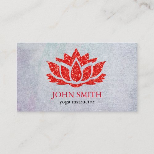 Modern Minimalist White Red Lotus Yoga Instructor  Business Card