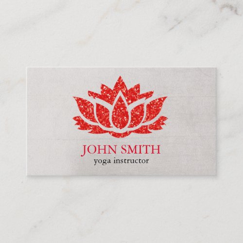 Modern Minimalist White Red Lotus Yoga Instructor  Business Card