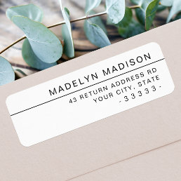 Modern minimalist white return address label