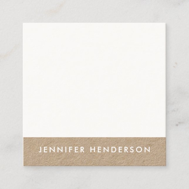 Modern minimalist white rustic kraft professional square business card (Front)
