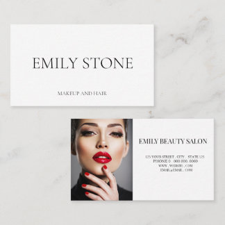 Modern Minimalist White script Professional Photo Business Card