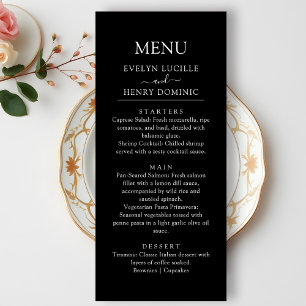 Modern Minimalist White Script Wedding Dinner Menu