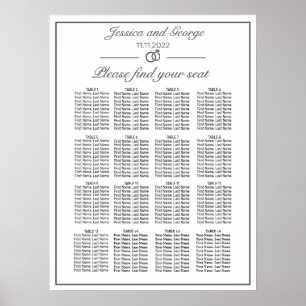 Modern Minimalist White Seating Chart 16 Tables