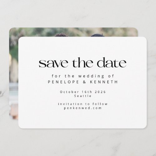 Modern Minimalist White Simple Photo Wedding Save The Date