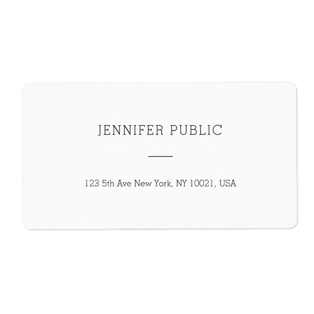 Modern Minimalist White Simple Template Shipping Label (Front)