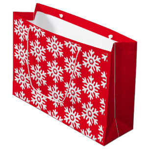 Modern minimalist white snowflake red  large gift bag