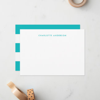 Modern Minimalist White Stripes & Custom Color Note Card