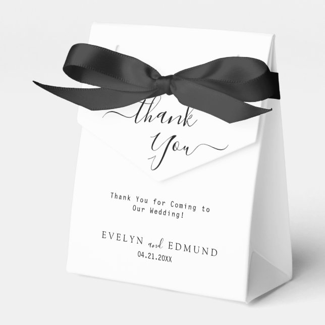 Modern Minimalist  White Thank You Wedding Favor Boxes (Front Side)