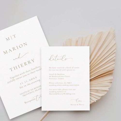 Modern minimalist white wedding detail enclosure   invitation
