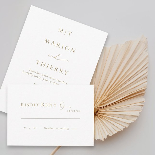 Modern minimalist white wedding RSVP  Invitation (Creator Uploaded)