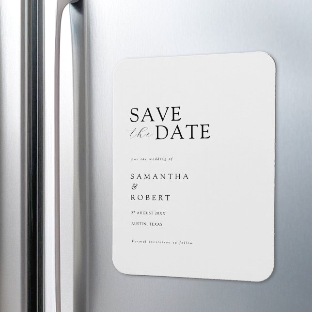 Modern Minimalist White Wedding Save the Date Magnet (Creator Uploaded)