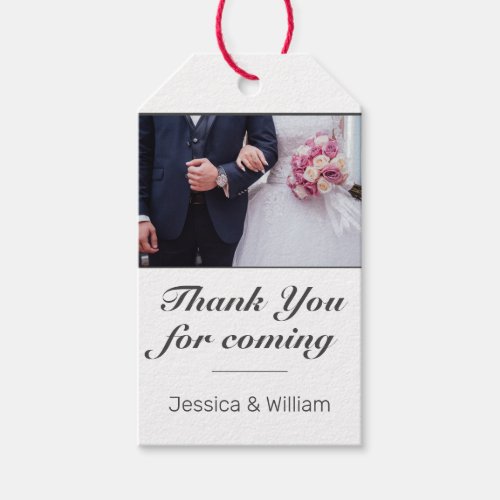 Modern Minimalist White Wedding Thank You Photo Gift Tags