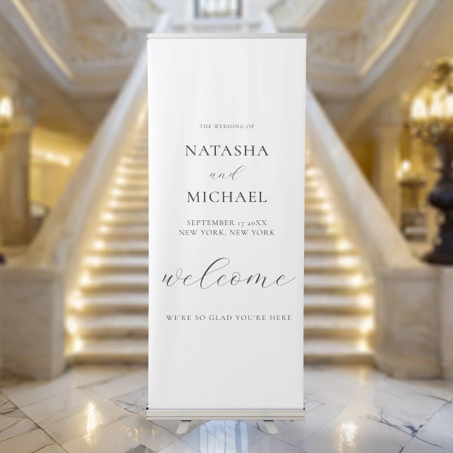 Modern Minimalist White Wedding Welcome Retractable Banner (Creator Uploaded)