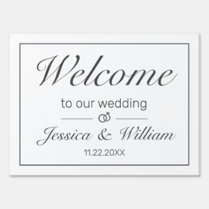 Modern Minimalist White Wedding Welcome Yard Sign