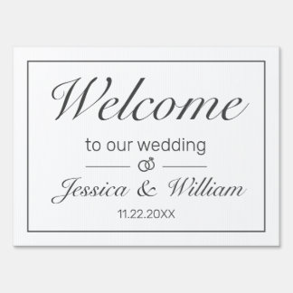 Modern Minimalist White Wedding Welcome Yard Sign
