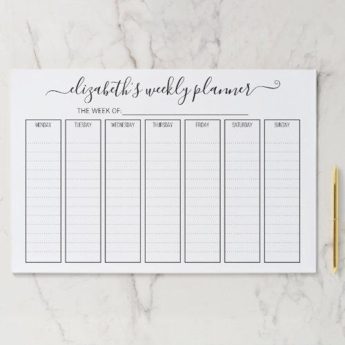 Modern Minimalist White Weekly Planner Paper Pad