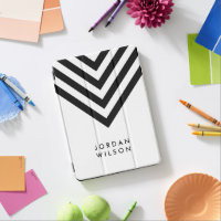 Modern Minimalist White with Black Chevron iPad Pro Cover
