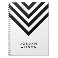 Modern Minimalist White with Black Chevron Notebook